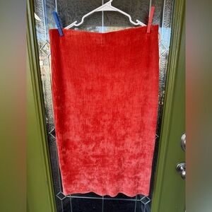 Anthropologie Large Bright Orange Corduroy Tight Body Con Maxi skirt Cotton